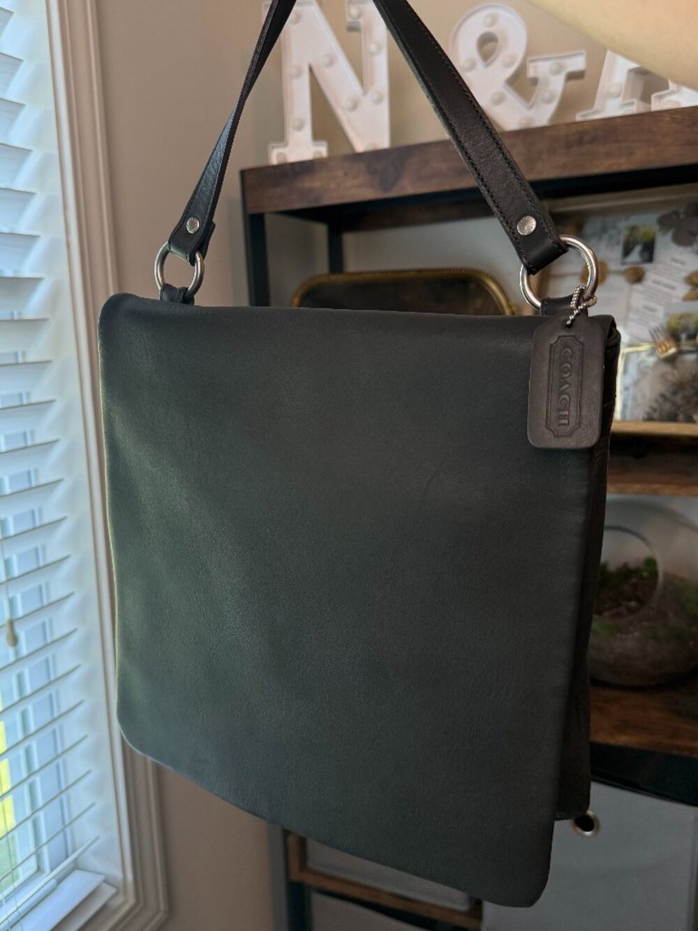 Vintage Coach Grey Leather Flap Crossbody, Style 9458 🩶 Excellent Condition